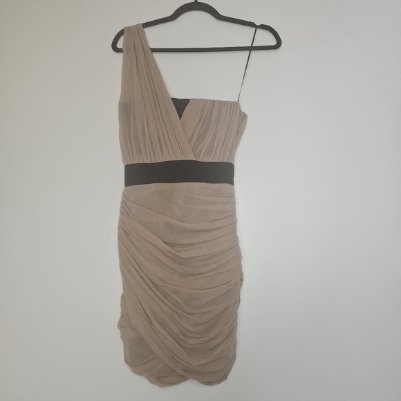 ALEXANDER Wang Womens One Shoulder Dress tan black Size 0 - Picture 10 of 15